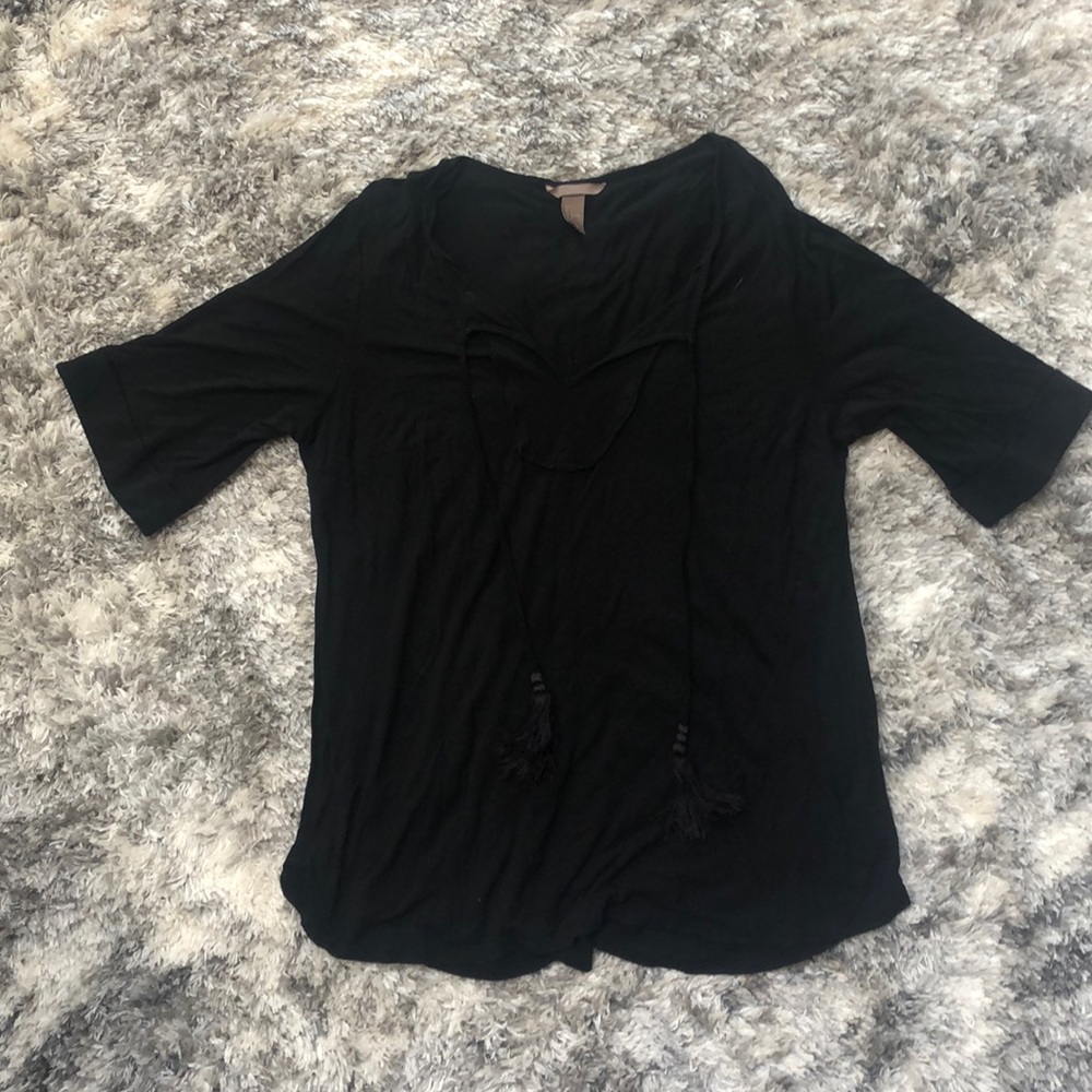 H&M Black Tasseled Shirt Dress